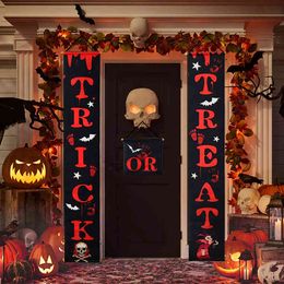Couplet Trick Or Treat Witch Home Porch Sign Banner For Outdoor Halloween Party Supplies Bar Door Hanging Garland