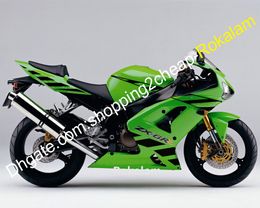 For Kawasaki Ninja ZX6R 636 2003 2004 ZX-6R ZX 6R 03 04 Sports Motorbike Complete Fairing Set Green Black (Injection molding)