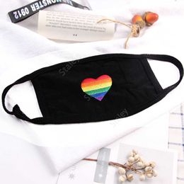 Rainbow Heart Masks Reusable Dust Mask Rainbow Bar Fashion Mask Cotton Disposable Reusable Mouth Masks Free DHL DAS49