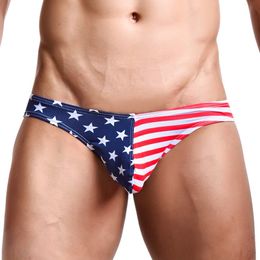 Sexy Gay Underwear Men Briefs Shorts USA Flag Printed Cotton Pouch Low-waist Briefs Male Underpants calzoncillos Briefs