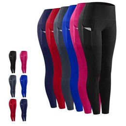 High Waist Sports Legging With Pocket For Women Fashion New Female Workout Stretch Yoga Pants Plus Size Elastic Fitness Leggings H1221