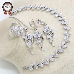 Classic White Clouds Silver Color Jewelry Sets For Women Earrings Rings Necklace Pendant Zircon Bracelet H1022