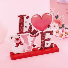 Valentine's Day Party Gifts Wooden Tabletop Centrepiece Signs Table Toppers Desktop Signs for Wedding Anniversary Home Decors