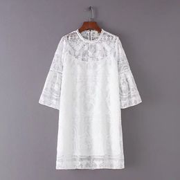 fashion women Embroidered Elegant Chiffon dress Casual Flare Sleeve Loose dresses Womens Clothing vestidos D1375 210430