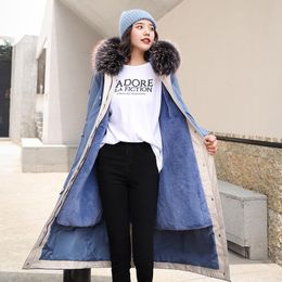 Women's Down & Parkas Women Jacket 2021 Winter X-Long Added Detachable Fleece Velvet Parka Coat Thick Coats Warm Big Fur Collar Overcoats Ho