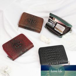Crocodile Pattern First Layer Cowhide Card Holder Anti-Theft Swiping Cross-Border Supply Large Capacity Zipper Double Layer Passport Jacket Card Holder Card Clamp