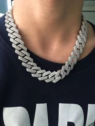 19mm Top Quality Thick 2 Row Diamond Cuban Miami Chain Link Necklaces mens hiphop iced out jewelry