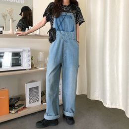 SML jeans womens autumn wide leg pants trousers jumpsuit korean casual loose denim overalls womens (78501 210423