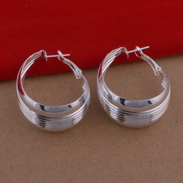 women's Big ear ring 3.8cm Charm ear Hoop & Huggie Jewellery gift 925 silver plating circle Long stripe Earrings