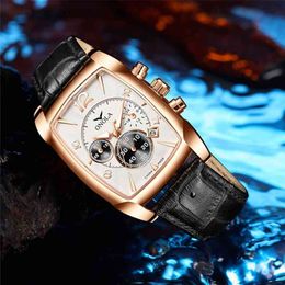 Mens watch ONOLA New fashion business Stainless Steel quartz watches men luxury Top Brand Leather watch for men 210329
