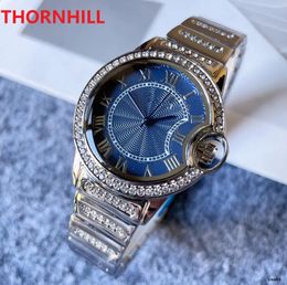 35mm Quartz Mens Watches Bezel Stainless Steel Women Diamonds Lady Waterproof Luminous Wristwatches