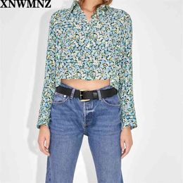 women Vintage printed shirt Fashion Loose-fitting collared with long cuffed sleeves Shirts Female Chic Tops 210520