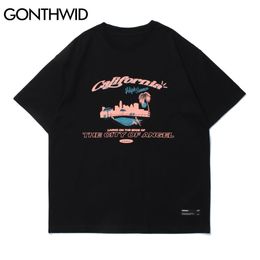 GONTHWID Tees Shirts Harajuku City of Angel Tshirts Streetwear Hip Hop Fashion Casual T-Shirts Summer Cotton Short Sleeve Tops C0315