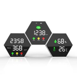 Gas Analyzers Multi-screen Display CO2 Carbon Dioxide PM2.5 Detector With Clock Temperature And Humidity Rechargable Tool