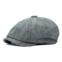 Fashion Beret Unisex Flat Top Hat Herringbone Solid Color Baker Boy Hat Cotton Newsboy Hat Send Friends