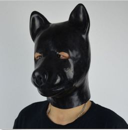 extra thickness 16-20mm Latex rubber fetish animal mask with zipper puppy slave dog hood solid nose