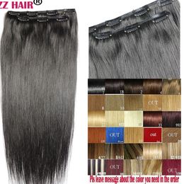 16"-28" Two Pieces Set 200g 100% Brazilian Remy Clip-in Human Hair Extensions 4 Clips 2pcs Natural Straight