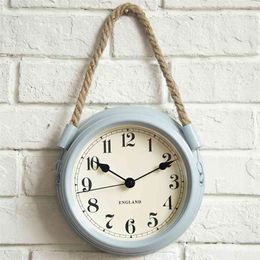 Metal,Wall Clock,Home Decoration,With Hanging Rope,Timepiece Living Room Decor,41*22*7cm Size,Modern Europe Style,Battery Power 210325