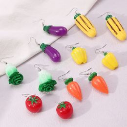 Fashion Simulation Vegetable Dangle Earrings Creative Eggplant Tomato Corn Carrot Plastic Pendant Drop Earrings Women Jewelry