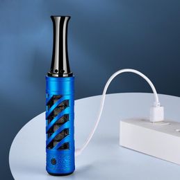 Latest Cycle Charging USB Lighter Holder Colorful Portable Dry Herb Tobacco Smoking Cigarette Filter Mouthpiece Tips Innovative Design Multi-function DHL Free
