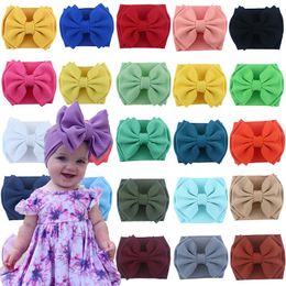 INS 25 Colors Newborn Big Bow Hairband Baby Girls Toddler Elastic Headband Knotted Turban Head Wraps Bow-knot Hair Accessories