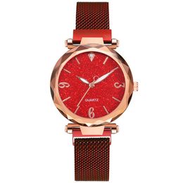 Rose Gold Women Watch Luxury Magnetic Starry Sky Lady Wrist Watch Mesh Women colour four