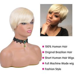 Short Bob Human Wigs Straight Pixie Cut Wig Full Machine Made Glueless Brazilian Hair for Black Women Short Human Hairfactory direct