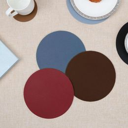 Mats & Pads Round Drink Mat Cup Faux Leather Trivet For Home Decor Canteen Heat Resistant Drinking
