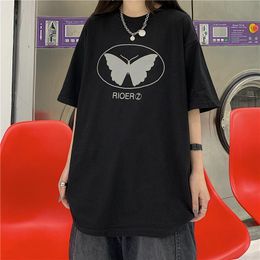 Loose Women Black Shirt Korean Online 