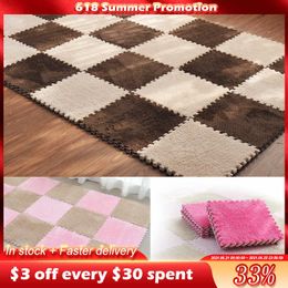 Carpets for Living Room Bathroom Plush Soft Split Foam Joint Foldable Patchwork Anti-Skid Rugs Shaggy Kids Baby Climbing Mats 210626