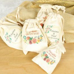 100pcs Personalised Wedding Gift Bag Cotton Candy Bags Custom Holy Communion Birthday Anniversary Favours Wrap