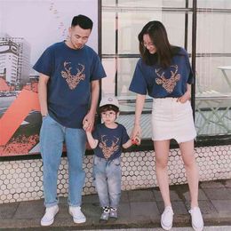 summer children paste cloth casual parent-child family short-sleeved T-shirt matching clothes 210702
