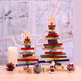 Christmas Decorations Tree Ornament Home Decor Gift Wooden Block Decoration Kids Adult Desktop Ornaments Party Year Xmas