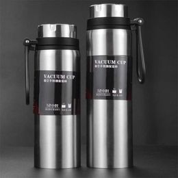Sports bottle 800ML / 1000ML large capacity double stainless steel thermos outdoor travel portable leak-proof car vacuum flask 210615
