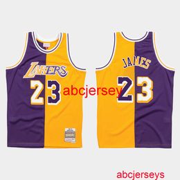 Stitched LeBron James Split Purple Gold Jersey Add Any name number