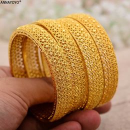 24k Gold Bangle for Women Gold Dubai Bride Wedding Ethiopian Bracelet Africa Bangle Arab Jewellery Gold Charm Kids Bracelet Q0720