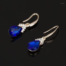 Earrings & Necklace 2021 Gold Colour Pendants Stud Blue Natural Stone Cubic Zirconia Crystal Romantic Bridal Jewellery Sets