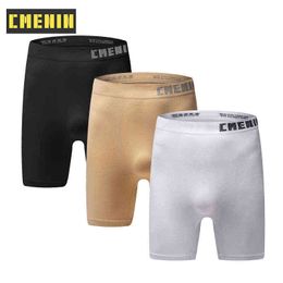 3Pcs Fashion Sleep Thermal Men's Underwear Boxer Homme Striped Comfortable Men Boxer Shorts Men Underwear Boxers Long Boxer H1214