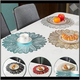 Table Decoration Aessories Kitchen, Dining Bar Home Gardensunflower Pattern Western Cushion Pvc Bronzing Hollow Placemat Household Kitchen H