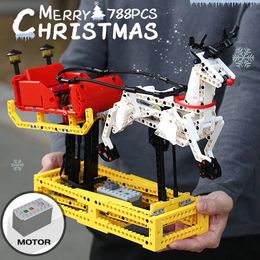 The Christmas Santa Reindeer Sleigh Building Blocks Mould King 10010 Creative Series MOC-4121 Assembly Bricks Kids Gifts Birthday Education Toys For Children