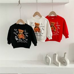 Spring Arrival Girls Long Sleeve Bear T Shirt Kids Korean Design Tops Girl Clothes 210528