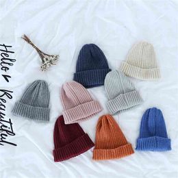 Autumn winter korean style 2-8 years baby boys girls fashion knitting wool hats children solid Colour all-match hat 210708