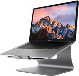 Laptop Stand Aluminum Cooling Computer Stand: [Update Version] Stand, Holder for Apple MacBook Air, MacBook Pro, All Notebooks, Grey