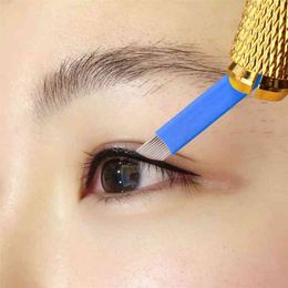 Dedicated Eyeliner double rows 23-pin genuine semi-permanent eyebrow tattoo needle manual eye line blade 50pcs/lot 210324