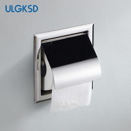 Ulgksd Wall Mounted Bathroom Hardware Bathroom Accessories Chrome Toilet Paper Holder Bath Towel Roll holders stainless Steel 210320