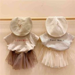 Summer Infant Kids Suit Baby T Shirt Girls Tutu Lace Skirt Clothing Sets Children Clothes Vestidos Costumes 210521