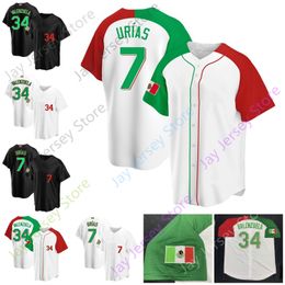 2021 Mexico Jersey Julio Urias 34 Fernando Valenzuela Black White Size S-3XL All Ed Embroidery Button Down