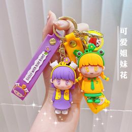 Creative Hot Selling Lolita Little Princess Keychain Cute Girl Keyring 3D pvc Bag Car Pendant Birthday Best Gift Accessories G1019