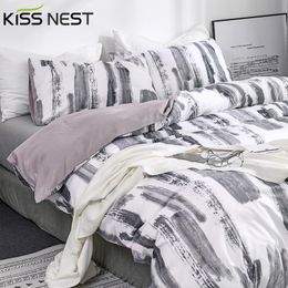 Reactive Printed Nordic Bed Cover 150,Duvet Covers For Bed 150 240x220 Luxury Ink Painting Super Soft And Warm Bedding Set 210319