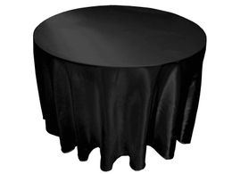 PartyLuxe Round Satin Tablecloth - 10 Pack 108'' - White & Black - Ideal for Banquets, Weddings & Events